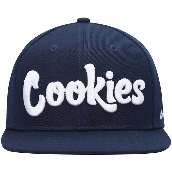 NEW COOKIES men's original mint twill snapback cap in navy/white - Picture 2 of 4